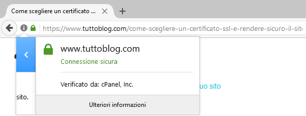 info sul certificato del sito